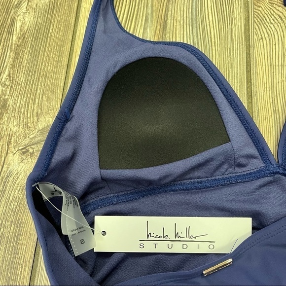NICOLE Miller Blue Halter Swim Dress Small NWT One Piece Swimsuit - Picture 6 of 11